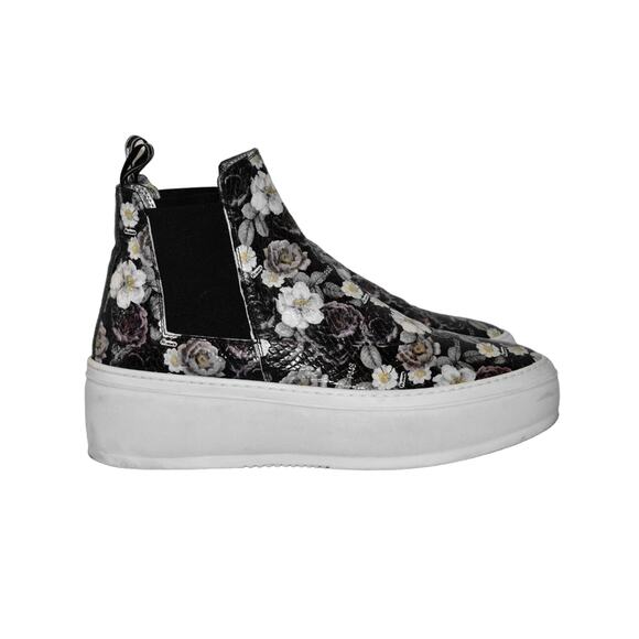 B2 Auth P448 Floral Printed Embossed Leather Hi Top Platform Sneakers Sz 39 $398 - Picture 2 of 8